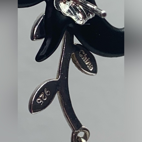 Early Silpada Rare Sterling Silver, Marcasite & CZ Floral Vine Drop Earrings - Picture 7 of 16